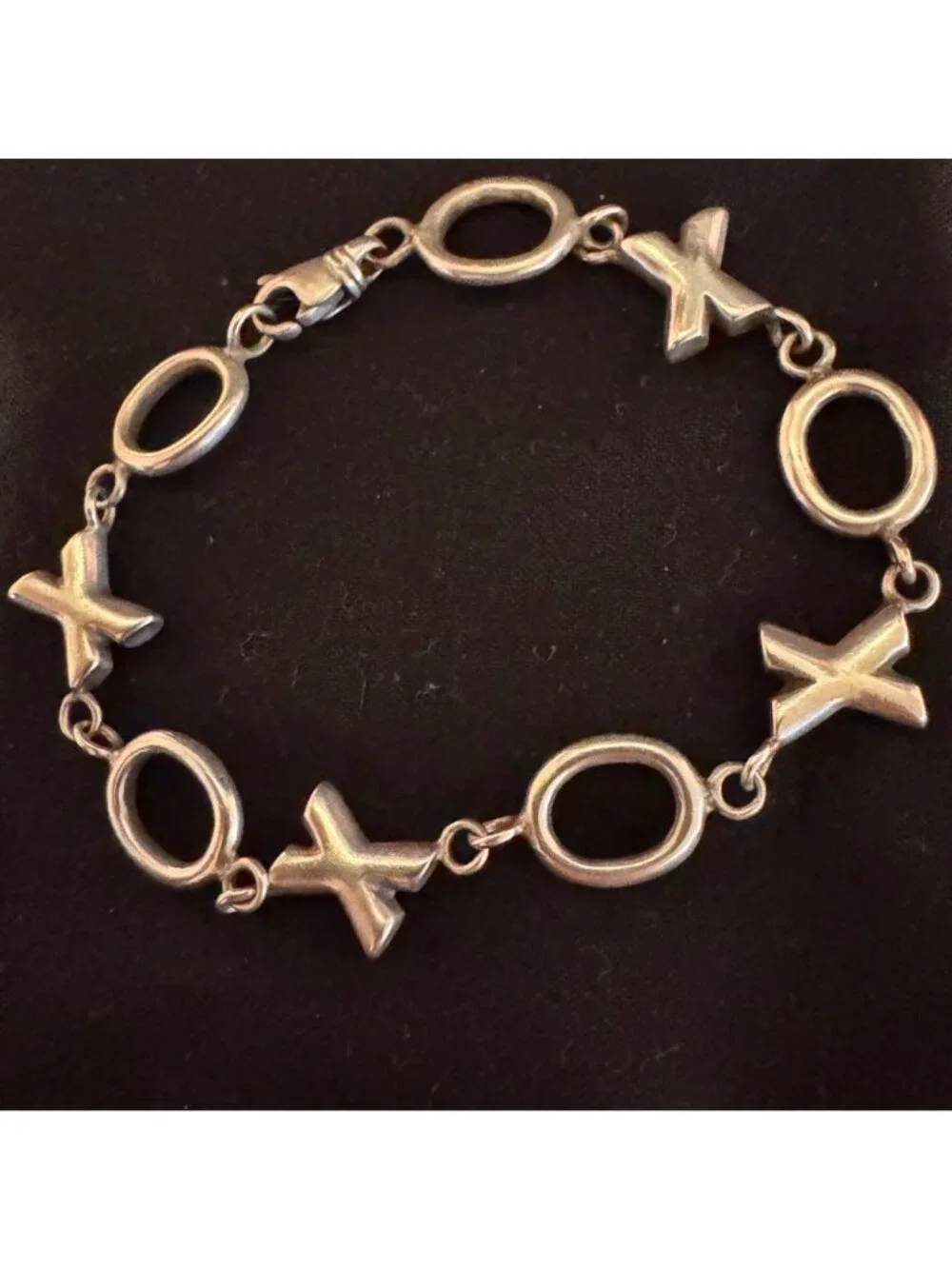 Sterling Silver 925 XO Link Chain Bracelet Lobster Clasp Size 7.5